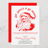 Nip Snack & Be Merry Funny Santa Claus Uitnodiging (Voorkant / Achterkant)