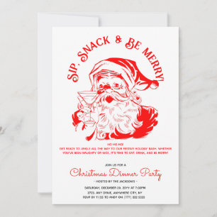 Nip Snack & Be Merry Funny Santa Claus Uitnodiging