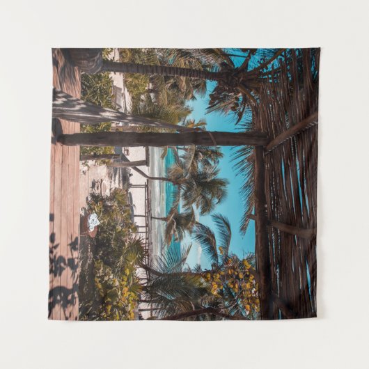 Nipa hut onder kokokospalmen wandkleed (Voorkant (horizontaal))