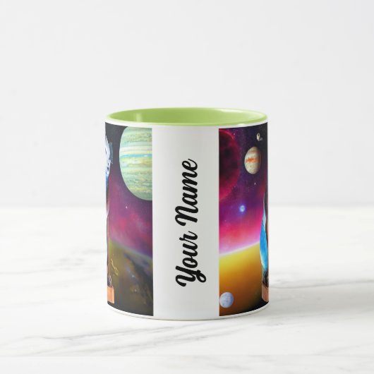 Nipper, de RCA Dog Outter Space & Galaxy Mok (Midden)