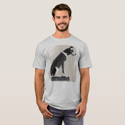 Nipper, de RCA Dog Sketch Art T-shirt (Voorkant volledig)