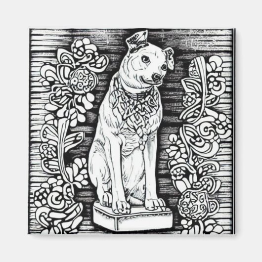 Nipper, de RCA Hond Bloemen Magneet (Voorkant)
