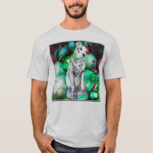 Nipper, de RCA Hond Kerstmis T-shirt (Voorkant)
