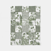 Nippon Cheater Quilt Olive Sage Green White Fleece Deken (Voorkant)