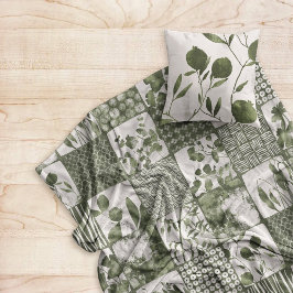 Nippon Cheater Quilt Olive Sage Green White Fleece Deken