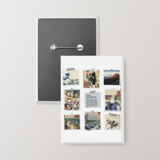 NIPPON Japanese Ukiyo-e Button (Voorkant / Achterkant)