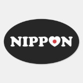 Nippon Love Heart Flag Oval Sticker (Voorkant)