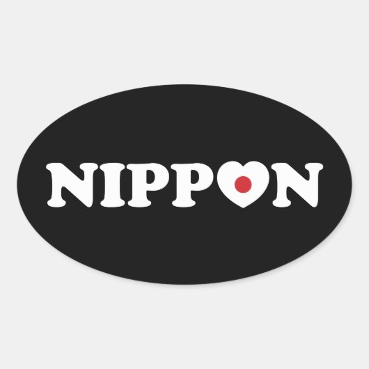 Nippon Love Heart Flag Oval Sticker (Voorkant)