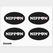 Nippon Love Heart Flag Oval Sticker (Vel)