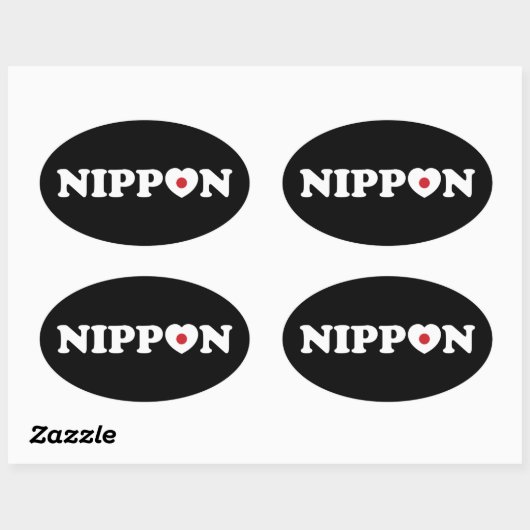 Nippon Love Heart Flag Oval Sticker (Vel)
