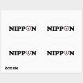 Nippon Love Heart Flag Ovale Sticker (Vel)