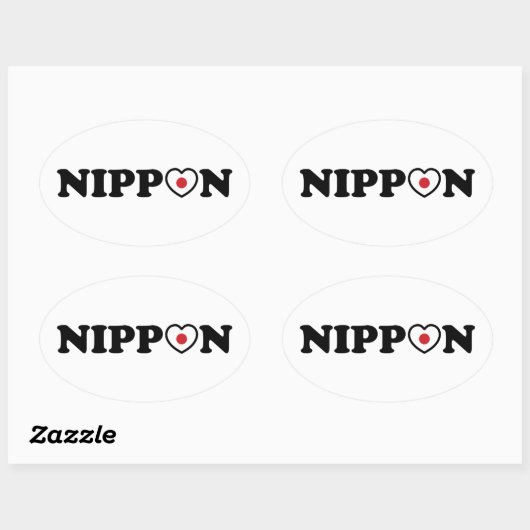 Nippon Love Heart Flag Ovale Sticker (Vel)