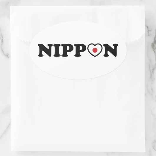 Nippon Love Heart Flag Ovale Sticker (Tas)