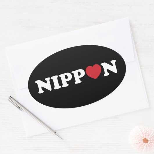 Nippon Love Heart Oval Sticker (Envelop)