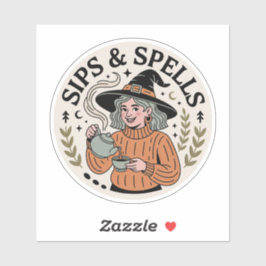Nips & Spells - Gezellige Cottage Witch Tea & Boek Sticker