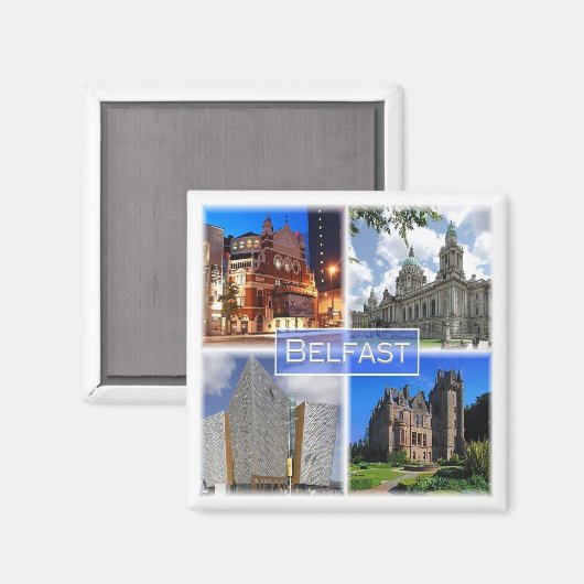 NIR003 BELFAST, Noord-Ierland, Fridge Magnet (Voorkant / Achterkant)
