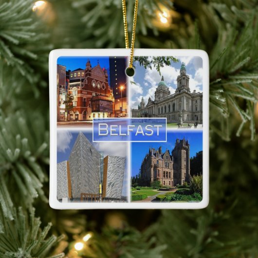 NIR003 BELFAST, Noord-Ierland Keramisch Ornament (Boom)