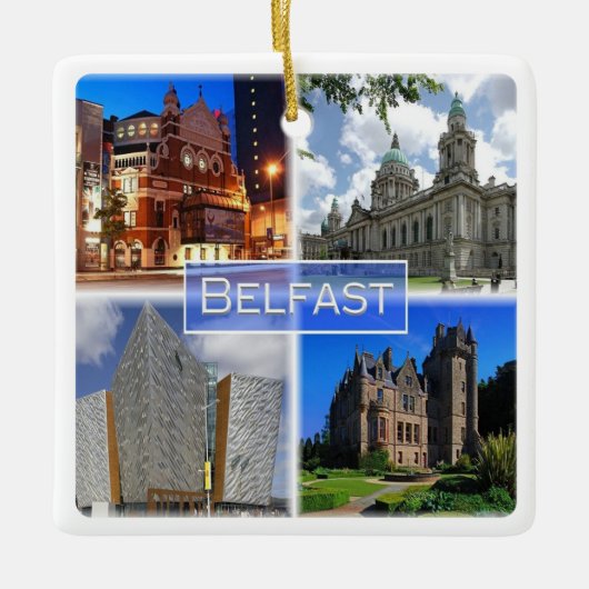 NIR003 BELFAST, Noord-Ierland Keramisch Ornament (Voorkant)