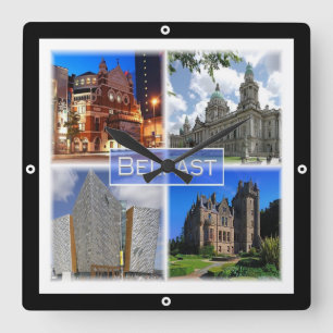 NIR003 BELFAST, Noord-Ierland Vierkante Klok