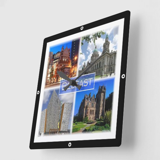 NIR003 BELFAST, Noord-Ierland Vierkante Klok (Hoek)