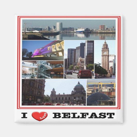 NIR016 BELFAST "I LOVE", Noord-Ierland, Fridge Magneet (Voorkant)
