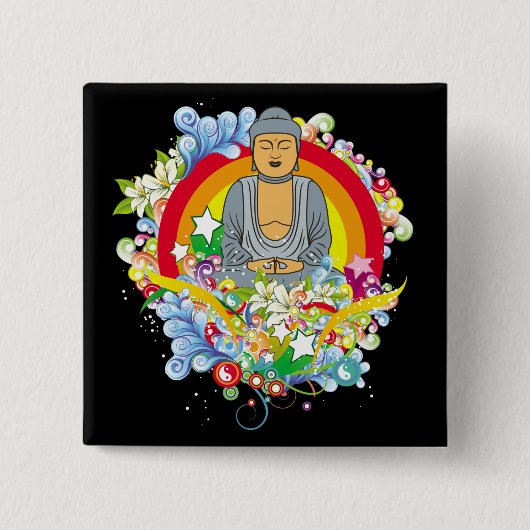 Nirvana Buddha Vierkante Button 5,1 Cm (Voorkant)