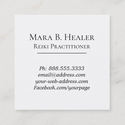 *~* Nirvana Heart Lotus Glitter Rays Yoga Reiki Vierkante Visitekaartje (Achterkant)