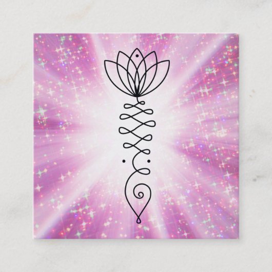 *~* Nirvana Heart Lotus Glitter Rays Yoga Reiki Vierkante Visitekaartje (Voorkant)