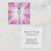 *~* Nirvana Heart Lotus Glitter Rays Yoga Reiki Vierkante Visitekaartje (Voorkant / Achterkant)