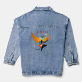 Nirvana Kat met Gitaar & Vleugels – Dames Denim Ja Jacket (Achterkant)