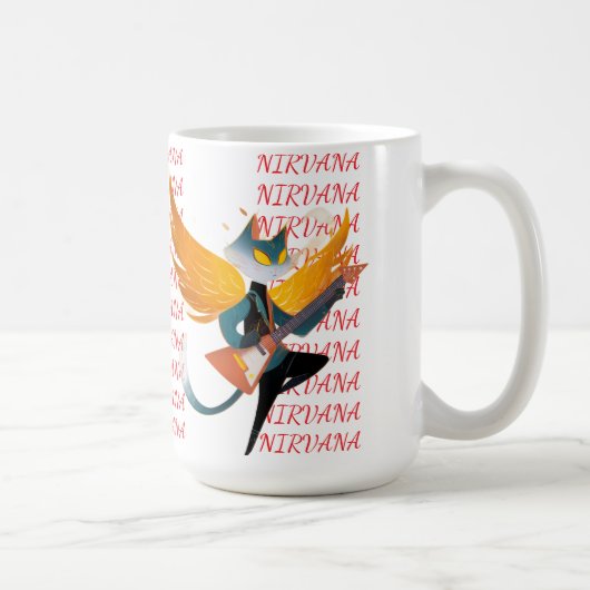 Nirvana Kat met Gitaar & Vleugels – Keramische Mok (Rechts)