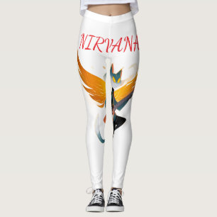 Nirvana Kat met Gitaar & Vleugels – Witte Damesleg Leggings