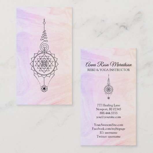 *~* Nirvana Marble Pastel Ombre Reiki Healing Visitekaartje (Voorkant / Achterkant)