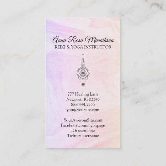 *~* Nirvana Marble Pastel Ombre Reiki Healing Visitekaartje (Achterkant)