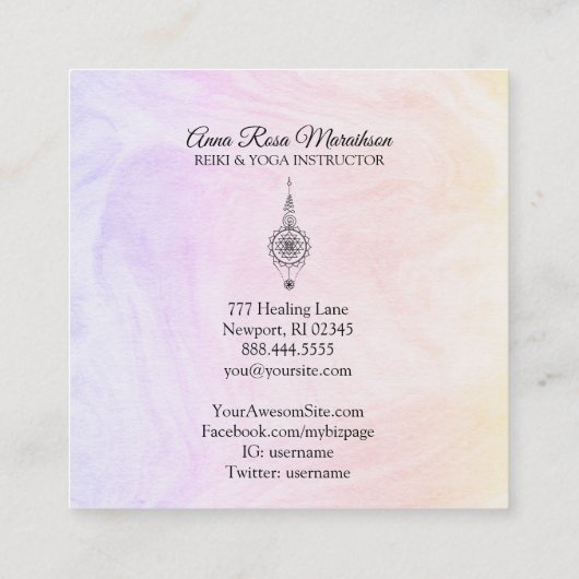 ** Nirvana Pastel Marble Reiki Healing Ombre Vierkante Visitekaartje (Achterkant)