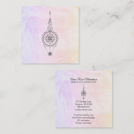 ** Nirvana Pastel Marble Reiki Healing Ombre Vierkante Visitekaartje (Voorkant / Achterkant)