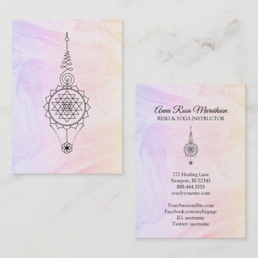 *~* Nirvana Pastel Ombre Marble Reiki Healing Visitekaartje (Voorkant / Achterkant)