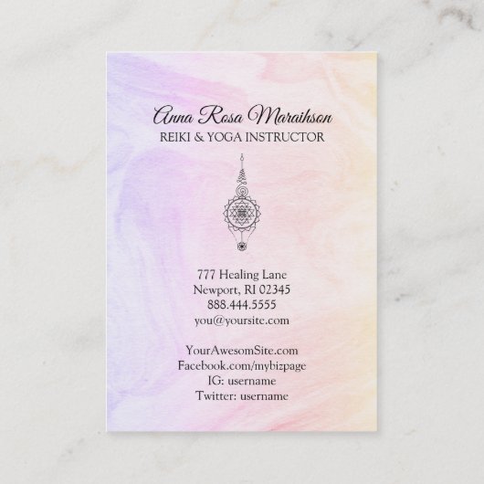 *~* Nirvana Pastel Ombre Marble Reiki Healing Visitekaartje (Achterkant)
