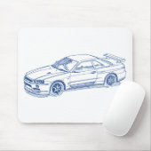 Nis Skyline GTR34 2000 sketch Muismat (Met muis)