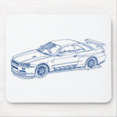 Nis Skyline GTR34 2000 sketch Muismat (Voorkant)