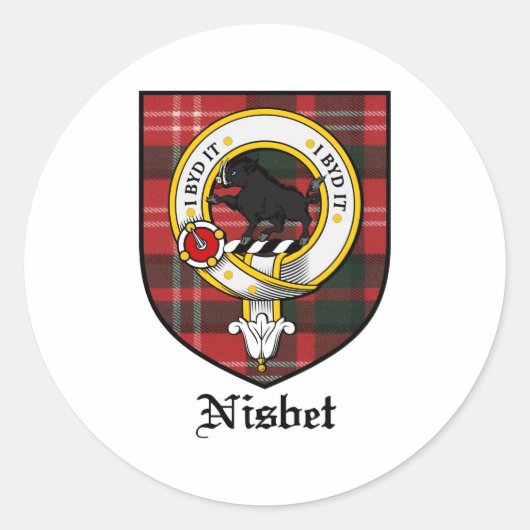 Nisbet Clan Crest Badge Tartan Ronde Sticker (Voorkant)