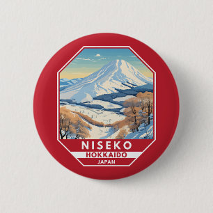 Niseko Hokkaido Japan Winter Reizen Kunst Vintage Ronde Button 5,7 Cm