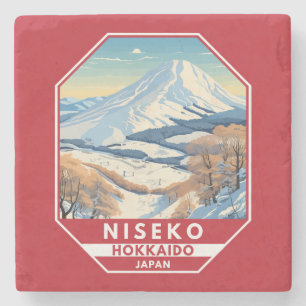 Niseko Hokkaido Japan Winter Reizen Kunst Vintage Stenen Onderzetter