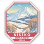 Niseko Hokkaido Japan Winter Reizen Kunst Vintage Sticker<br><div class="desc">Niseko Winter kunstontwerp met het winterlandschap.</div>