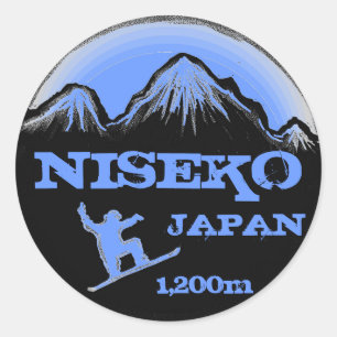 Niseko Japan blauw snowboard souvenir stickers
