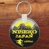 Niseko Japan gele ski kunst sleutelhanger (Voorkant)