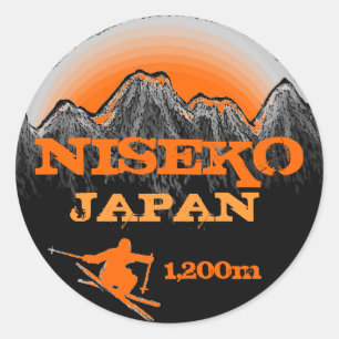 Niseko Japan oranje ski kunst elevatie stickers