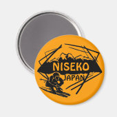 Niseko Japan oranje ski logo art souvenirmagneet Magneet (Voorkant / Achterkant)