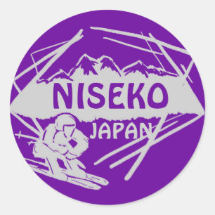 Niseko Japan paarse grijs ski logo kunst stickers