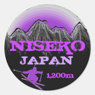 Niseko Japan paarse ski art stickers